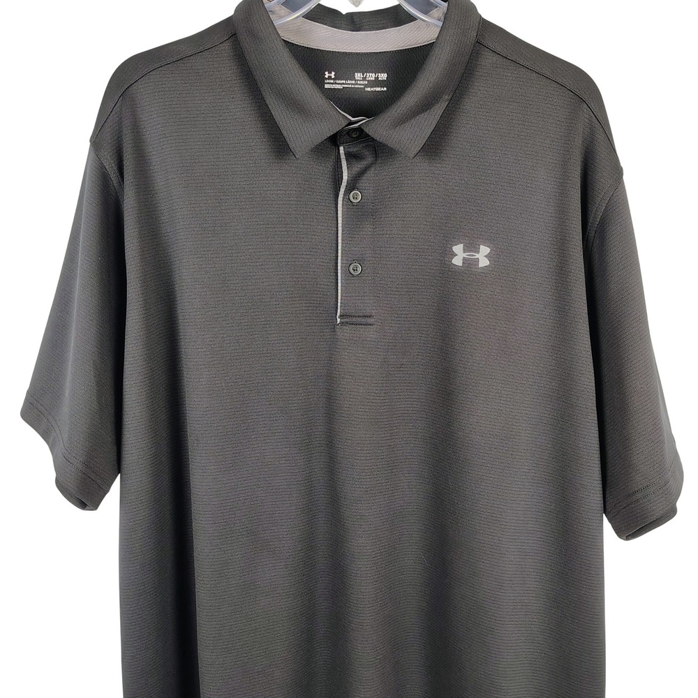 Under Armour Mens 3XL Tall HeatGear Polo Shirt Charcoal Grey Performance Top
